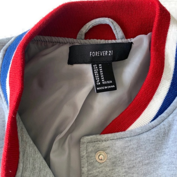 Forever 21 Heathered Gray Varsity Jacket Sz.Medium - Picture 8 of 12